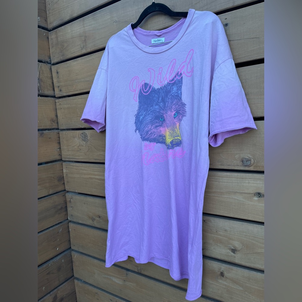 NWOT Lauren Moshi ‘Misty Wild Wolf’ T-shirt dress, Ombré pink, size Large - Picture 4 of 13